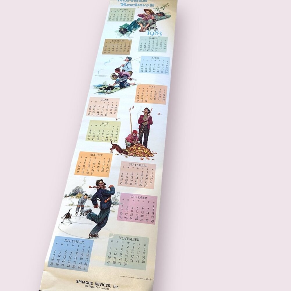 1983 Scroll Calendar Norman Rockwell